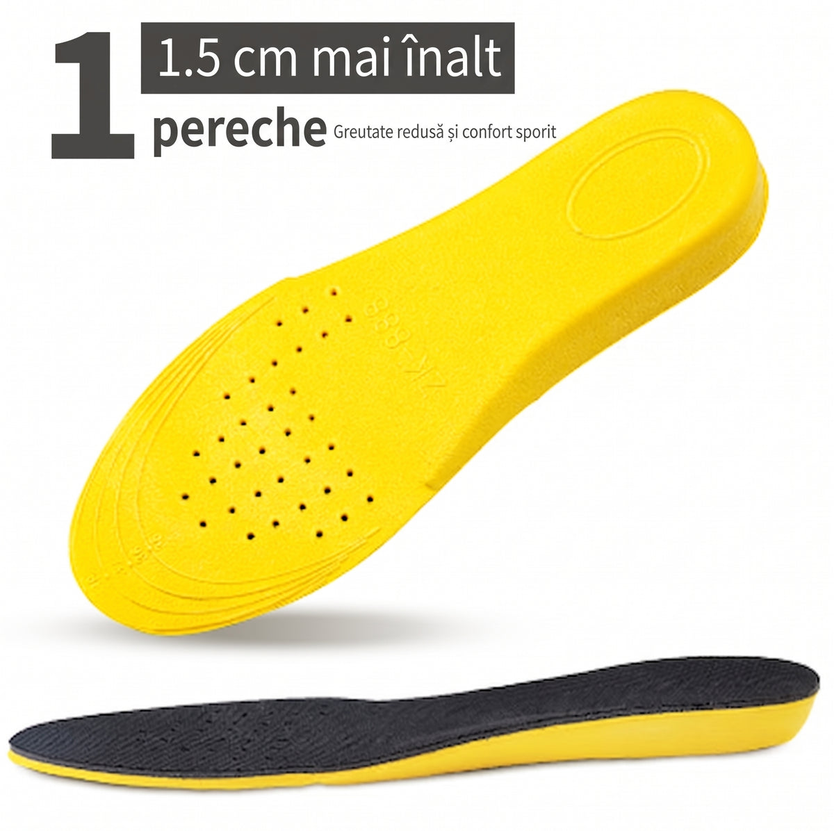 Branțuri Ortopedice Invizibile pentru Creșterea Înălțimii (1.5cm) – Susținere Călcâi, Pernă Anti-Șoc & Confort Absolut (Unisex)