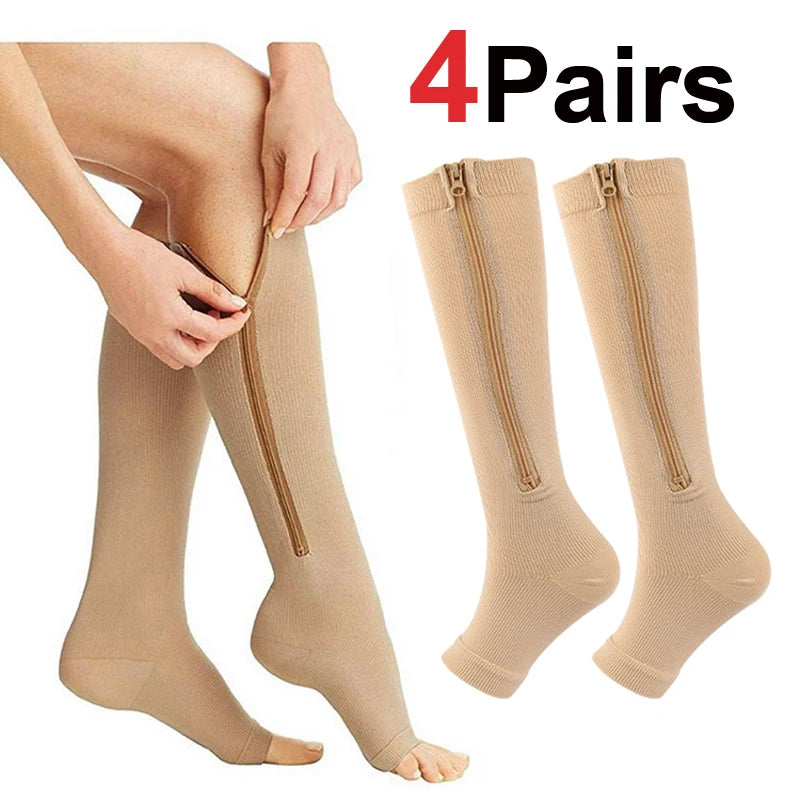 Ciorapi de Compresie Gradată cu Fermoar OrtoPas® – Fără Degete (Unisex)