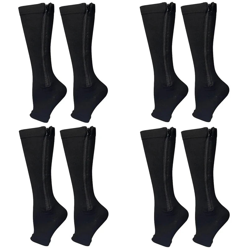 Ciorapi de Compresie Gradată cu Fermoar OrtoPas® – Fără Degete (Unisex)