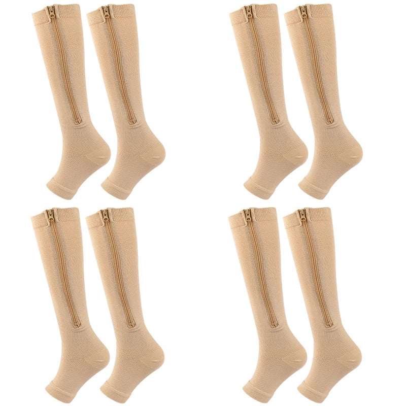 Ciorapi de Compresie Gradată cu Fermoar OrtoPas® – Fără Degete (Unisex)