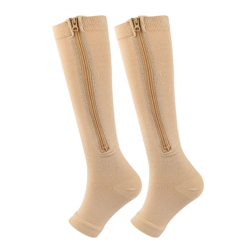 Ciorapi de Compresie Gradată cu Fermoar OrtoPas® – Fără Degete (Unisex)