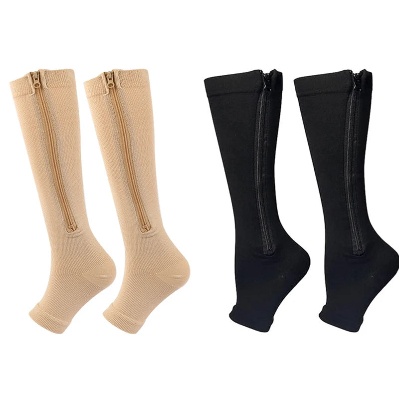 Ciorapi de Compresie Gradată cu Fermoar OrtoPas® – Fără Degete (Unisex)