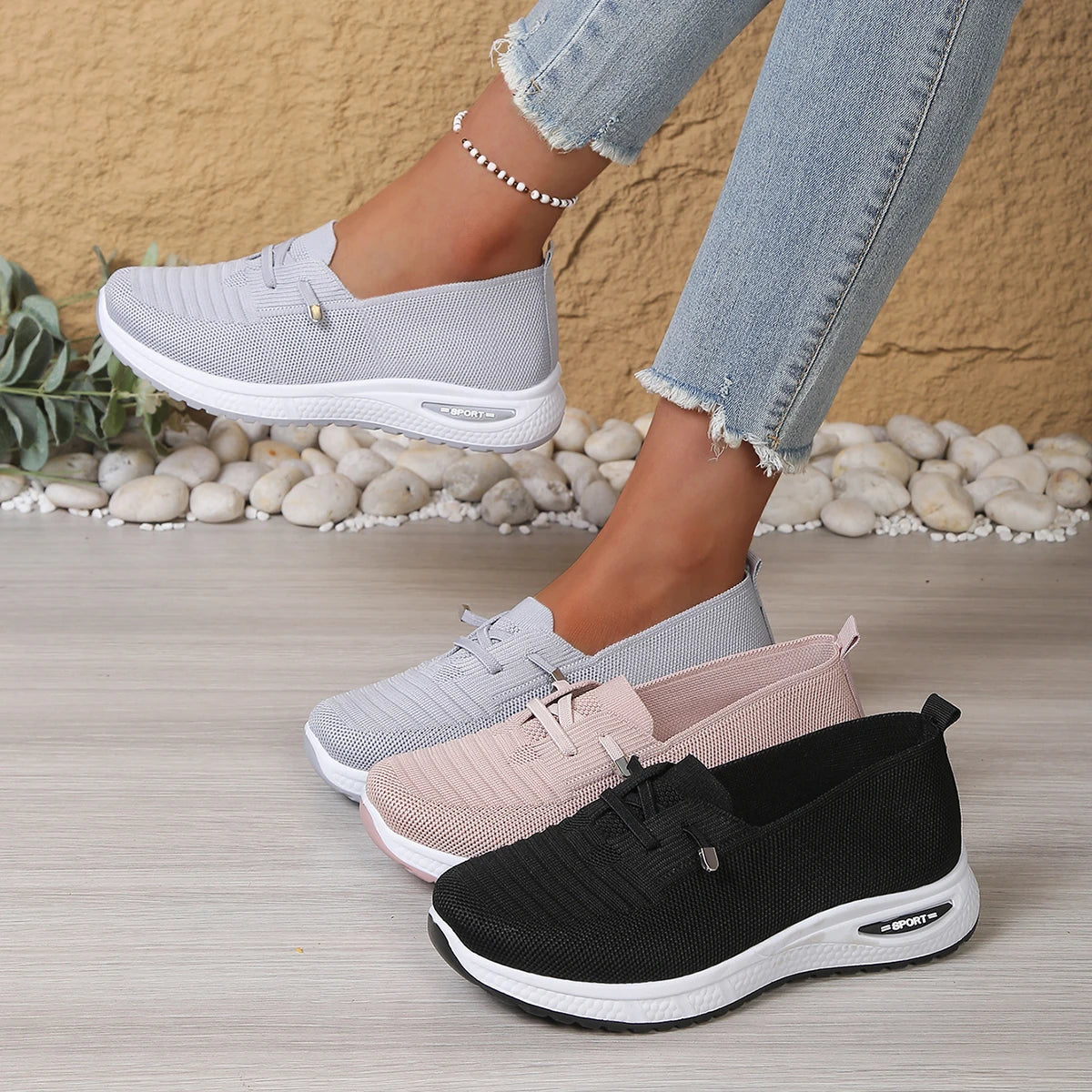 Pantofi Sport Femei OrtoPas® Soft Mesh – Ușori & Respirabili, Fără Șireturi