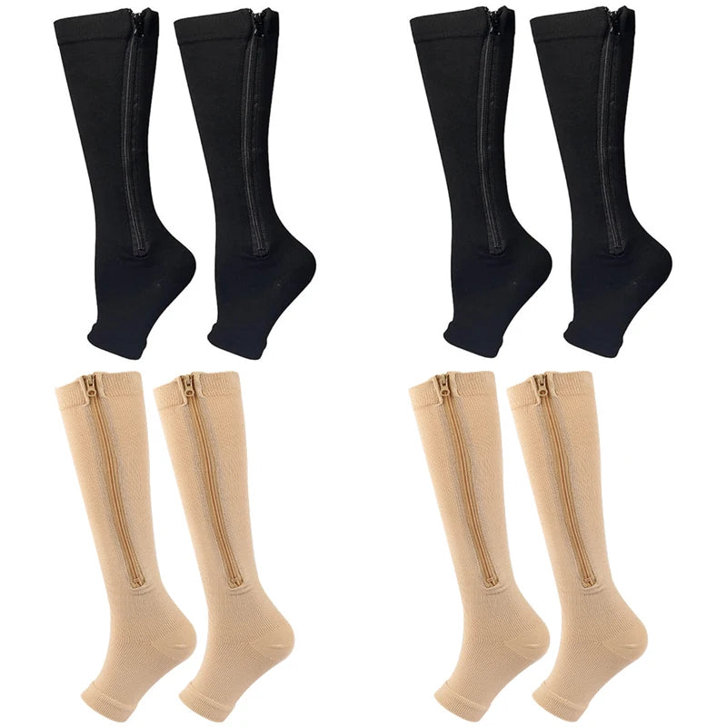 Ciorapi de Compresie Gradată cu Fermoar OrtoPas® – Fără Degete (Unisex)