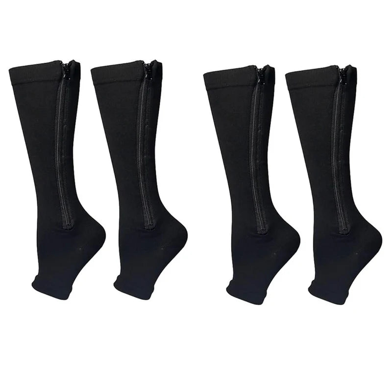 Ciorapi de Compresie Gradată cu Fermoar OrtoPas® – Fără Degete (Unisex)