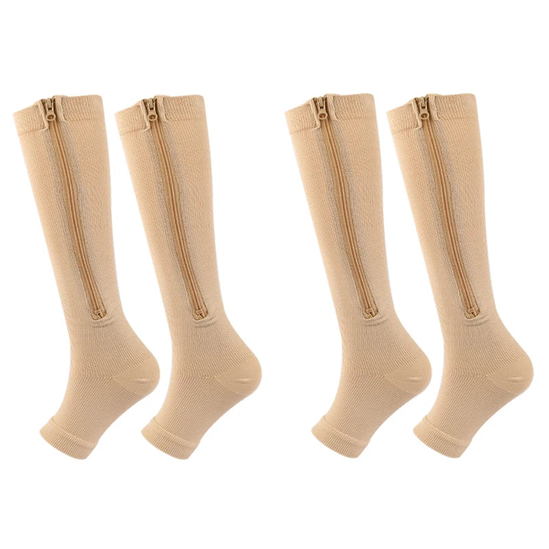 Ciorapi de Compresie Gradată cu Fermoar OrtoPas® – Fără Degete (Unisex)